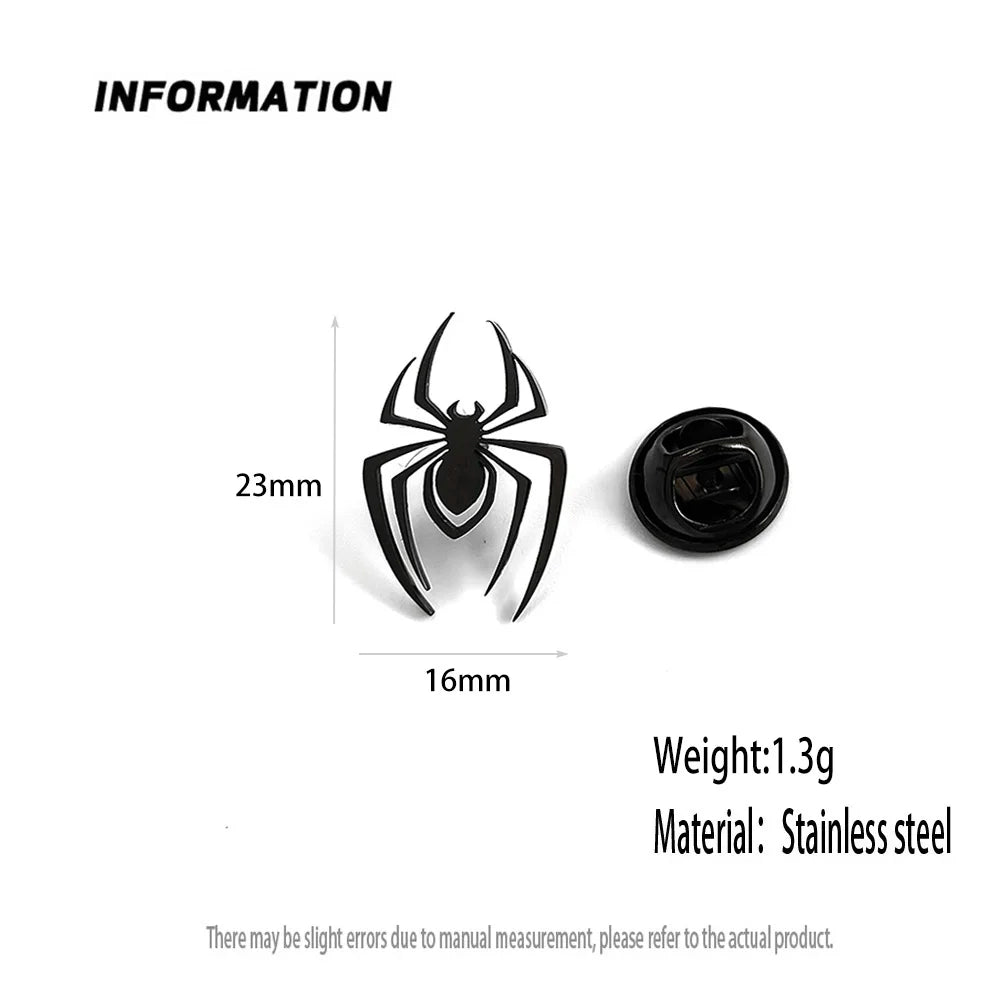 Personalized Gothic Spider Brooch Stainless Steel Badge Pins Fashion Jewelry Accessories Halloween Festival Gifts for Men