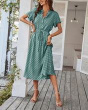 Load image into Gallery viewer, Ladies Polka Dot Print Shirt Dress Women Casual Midi Holiday Summer Dress Female Loose Women Beach Dress Sundress Robe Vestidos