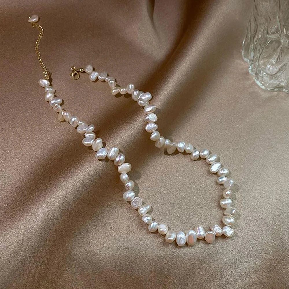 Simple Imitation Pearl Necklace Adjustable Elegant Irregular Beads New Trend Date Wedding Party Jewelry Women Girls Gift