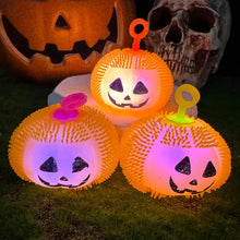 Load image into Gallery viewer, Squeeze Flash Pumpkin Plush Ball Toys Stretch Decompression Vent LED Luminous Pumpkin Ball Halloween Decorative Toy Gift