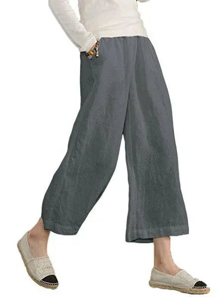 2024 Summer Cotton Linen Oversize Women Pants Long Black Wide-Leg Trousers Female Summer New Casual Office Trendy Ladies Bottom