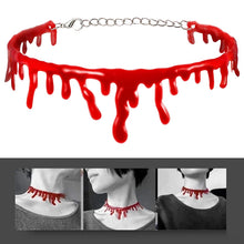 Load image into Gallery viewer, Halloween Bloody Necklace Women Chokers Necklaces Fear Blood Drop Necklace Vampire Teeth Red Blood Drip Chokers Halloween Party