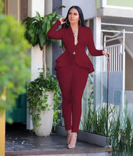 Load image into Gallery viewer, Women Fashion Women&#39;s Set Tracksuit Full Sleeve Ruffles Blazers Pants Suit Two Piece Set Office Lady Business Wear Uniform