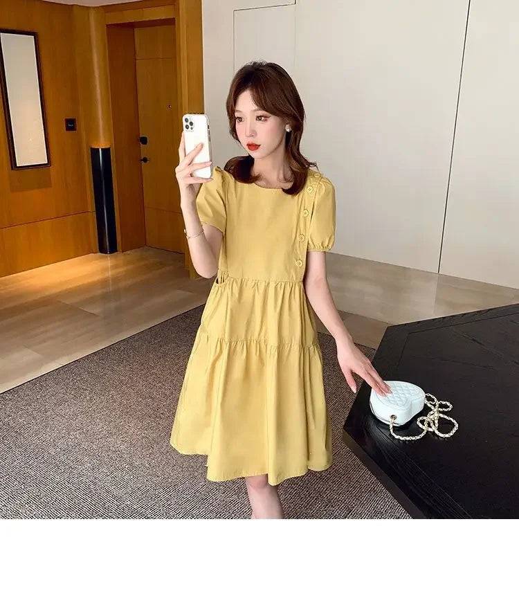 Yellow Short Silk Women's Dress Black Mini Female Dresses 2024 Kawaii Clothing Cute Fairy Chiffon Satin New in Cotton Luxury Xxl