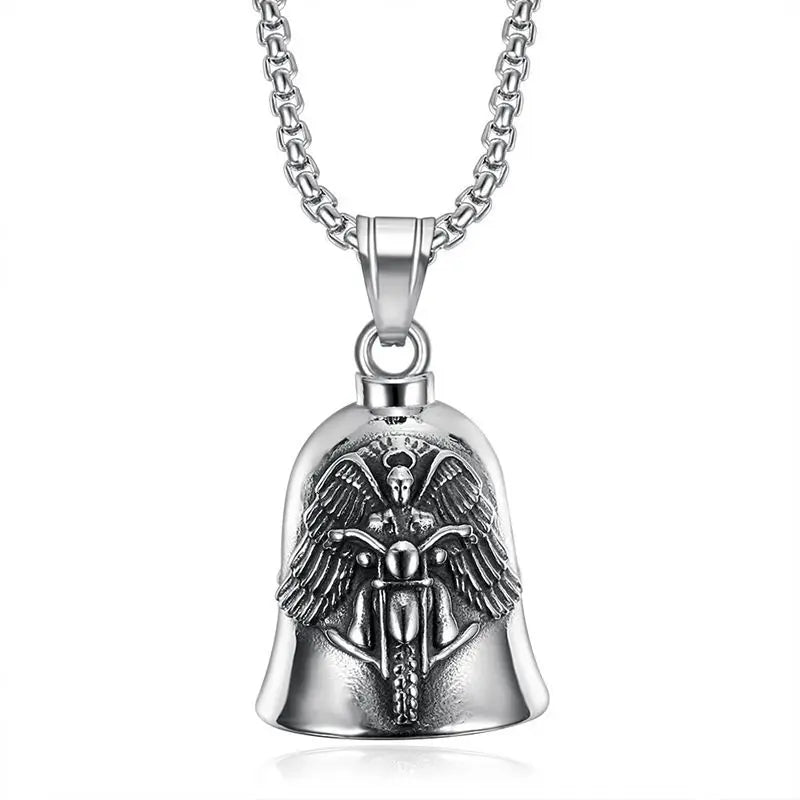 Archangel Motorcycle Bell Pendant Men's Riding Exorcism Necklace Bicycle Biker Rock Party Jewelry Gift