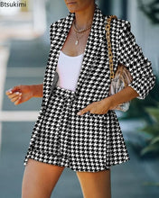 Load image into Gallery viewer, 2024 Elegant Two Piece Blazer Suit Sets Women OL Office Sets Slim Cardigan Blazer Shorts Solid 2 Piece Set Casual Blazers Set