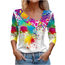 Load image into Gallery viewer, T Shirt For Women Fashion Long Sleeve Top White Floral Print Shirts And Blouses Autumn Winter Clothes For Women 2024