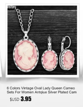 Vintage Leaf Lady Queen Cameo Rings For Women Antique Silver Plated Flower Cross Pink Cameo Ring Fashion Jewelry