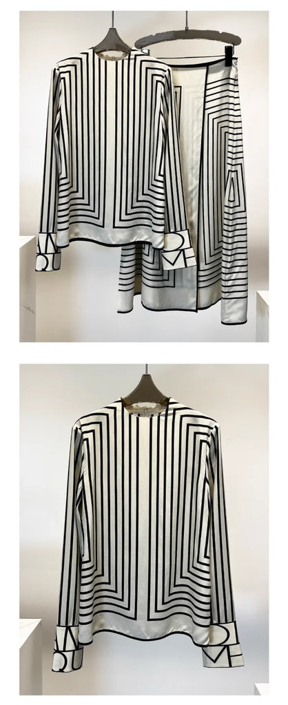 Chiffon Long Sleeves Shirts Women Striped Blouses Soft Breathable and Comfortable Casual Korea Fashion O-Neck Summer Zipper Tops