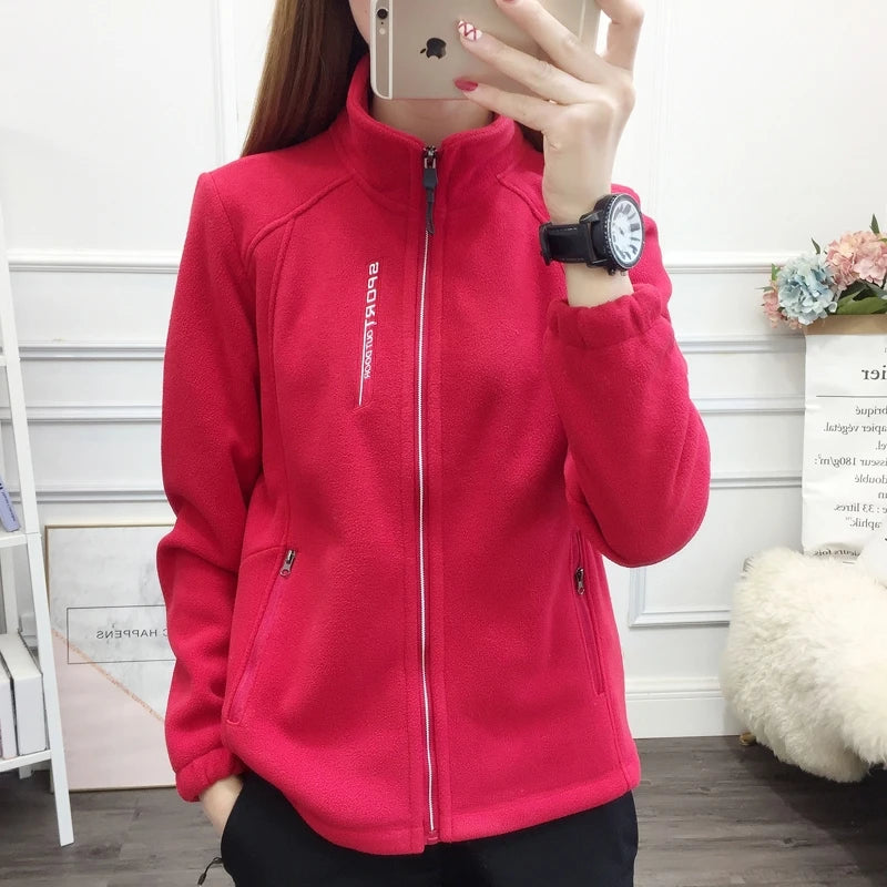 Winter Women Sweatshirt Coat Casual Loose Zip Up Cardigan Long Sleeve Sweatershirt Reversible Polar Fleece Stand Collar Coat