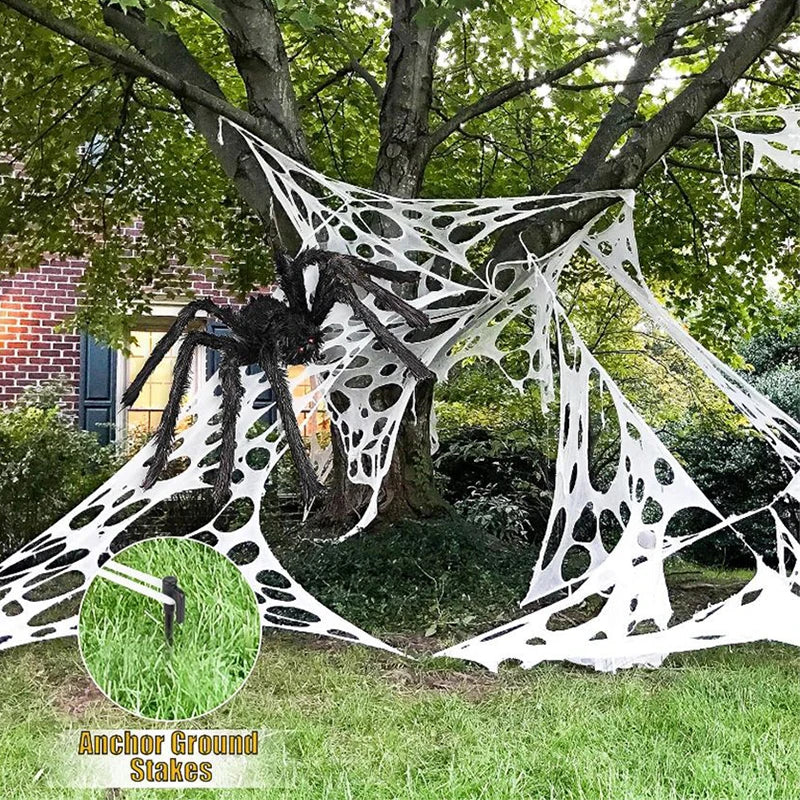 2/4Meters Outdoor Giant Stretchy Netting Spider Webbing Ripped Cobweb Haunted House Prop Halloween Decor Spooky Party Supplies