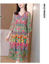 Load image into Gallery viewer, Summer Dress 2023 Woman Silk Floral Dress Elegant Long Beach Vintage Dresses for Women