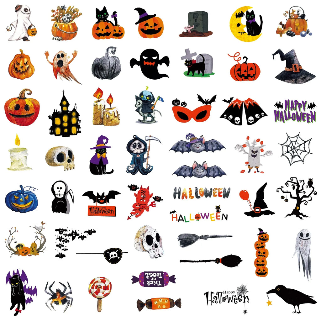 10/30/51PCS Halloween Scary Pumpkin Bat Ghost Stickers Decals Decoration Suitcase Scrapbooking Laptop Phone Stationery Toy Gift