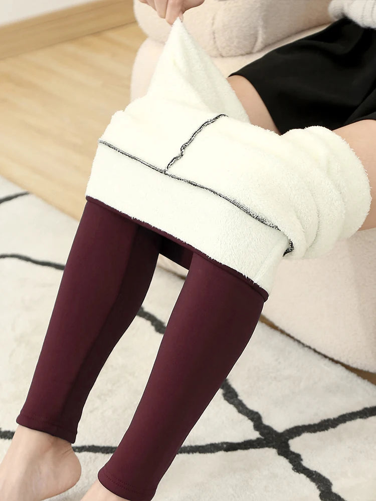 Women Warm Winter Thick Leggings High Waist Black Fleece Leggins for Women Velvet Lamb Wool Pants Cold Resistant Pants Female