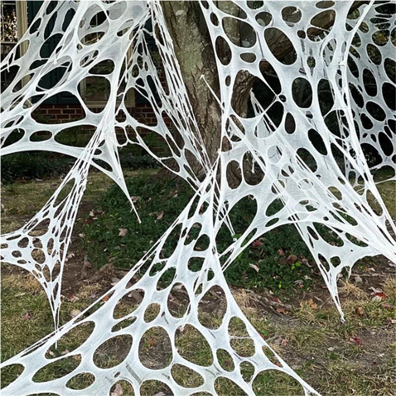 2/4Meters Outdoor Giant Stretchy Netting Spider Webbing Ripped Cobweb Haunted House Prop Halloween Decor Spooky Party Supplies