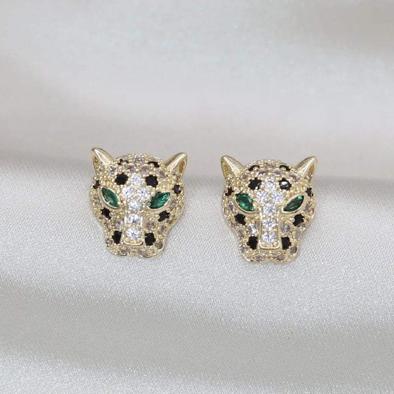 Korea New Design Fashion Jewelry Exquisite Copper Set Zircon Colorful Animal Leopard Earrings Luxury Women's Gala Party earrings