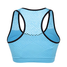 Load image into Gallery viewer, Mesh Sports Bra Hollow Out Sport Top Seamless Fitness Yoga Bras Women Gym Top Padded Running Vest Shockproof Push Up Crop Top