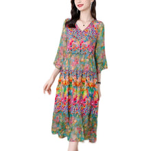 Load image into Gallery viewer, Summer Dress 2023 Woman Silk Floral Dress Elegant Long Beach Vintage Dresses for Women