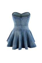 Load image into Gallery viewer, Lovely Lady Denim Club Dress Sexy Women Strapless Elegant Blue Jeans Skater Party Dress