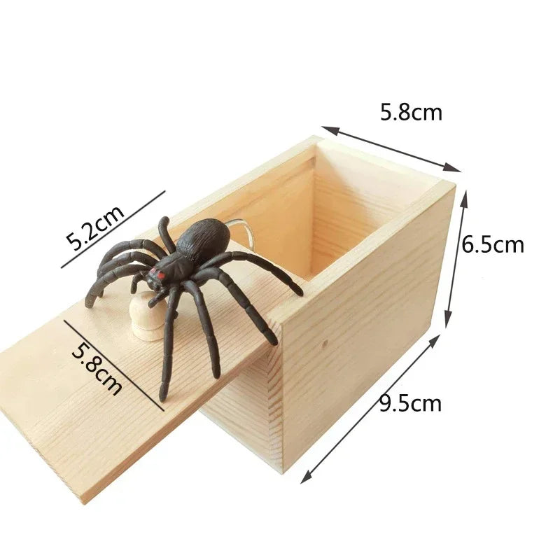 Simulation Spider With Wooden Box Kids Favors Tricky Prank Joke Toy Haunted House Horror Props Halloween Party Decor Supplies