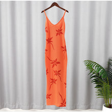 Load image into Gallery viewer, Women Sexy Knitted Print Sling Maxi Dress Fashion V-neck Backless Off Shoulder Slim Long Robes Summer Elegant Lady Club Dresses