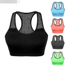 Load image into Gallery viewer, Mesh Sports Bra Hollow Out Sport Top Seamless Fitness Yoga Bras Women Gym Top Padded Running Vest Shockproof Push Up Crop Top