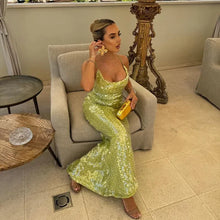 Load image into Gallery viewer, Sexy Sequins Backless Party Long Dress Women Bodycon Tulle V-neck Sleeveless Hip Package Long Dresses 2024 Summer Evening Robes