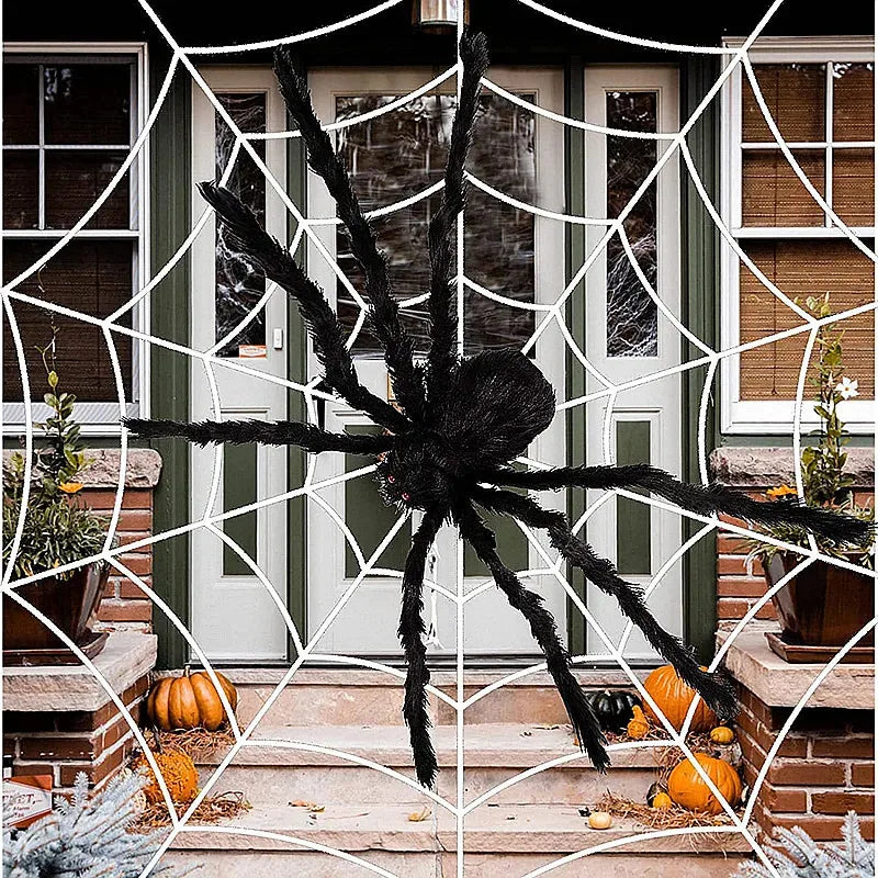 150/200cm Black Scary Giant Spider Huge Spider Web Halloween Decoration Props Haunted House Holiday Outdoor Giant Decoration