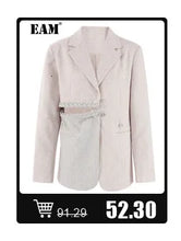 Load image into Gallery viewer, EAM Apricot Irregular Ribbon Blazer Women Big Size New Lapel Long Sleeve Loose Fit Jacket Fashion Spring Autumn 2024 1DF508112