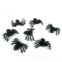 Load image into Gallery viewer, 50/100/200pcs Halloween Decorations Mini Plastic Black Luminous Spider Prank Fun Birthday Toy DIY Party Decorative Props 2cm