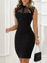 Load image into Gallery viewer, Glitter Contrast Lace Party Dress