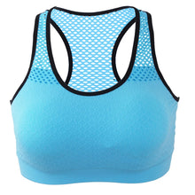 Load image into Gallery viewer, Mesh Sports Bra Hollow Out Sport Top Seamless Fitness Yoga Bras Women Gym Top Padded Running Vest Shockproof Push Up Crop Top