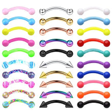 Load image into Gallery viewer, 2/5/10Pcs Mix Eyebrow Piercing Set Curved Barbell Earring Rook Piercing Bulk Tongue Piercing Snake Bite Eyebrow Jewelry Pack