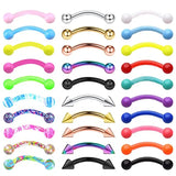 2/5/10Pcs Mix Eyebrow Piercing Set Curved Barbell Earring Rook Piercing Bulk Tongue Piercing Snake Bite Eyebrow Jewelry Pack