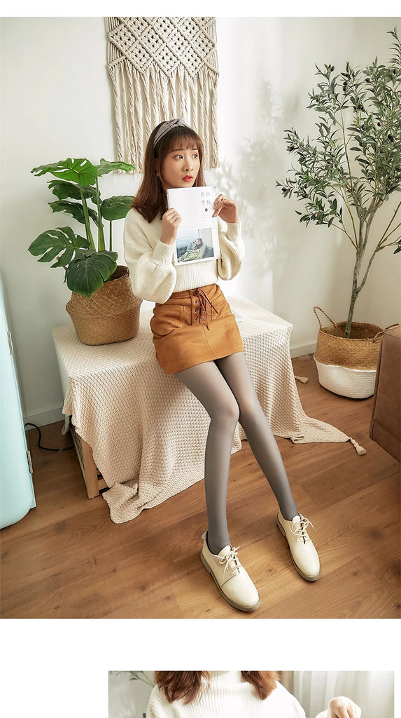 Thermal Stockings Woman Fleece Tights Sexy Winter Warm Pantyhose Translucent Slim Thicken Tights Elastic Velvet Pantyhose Thin