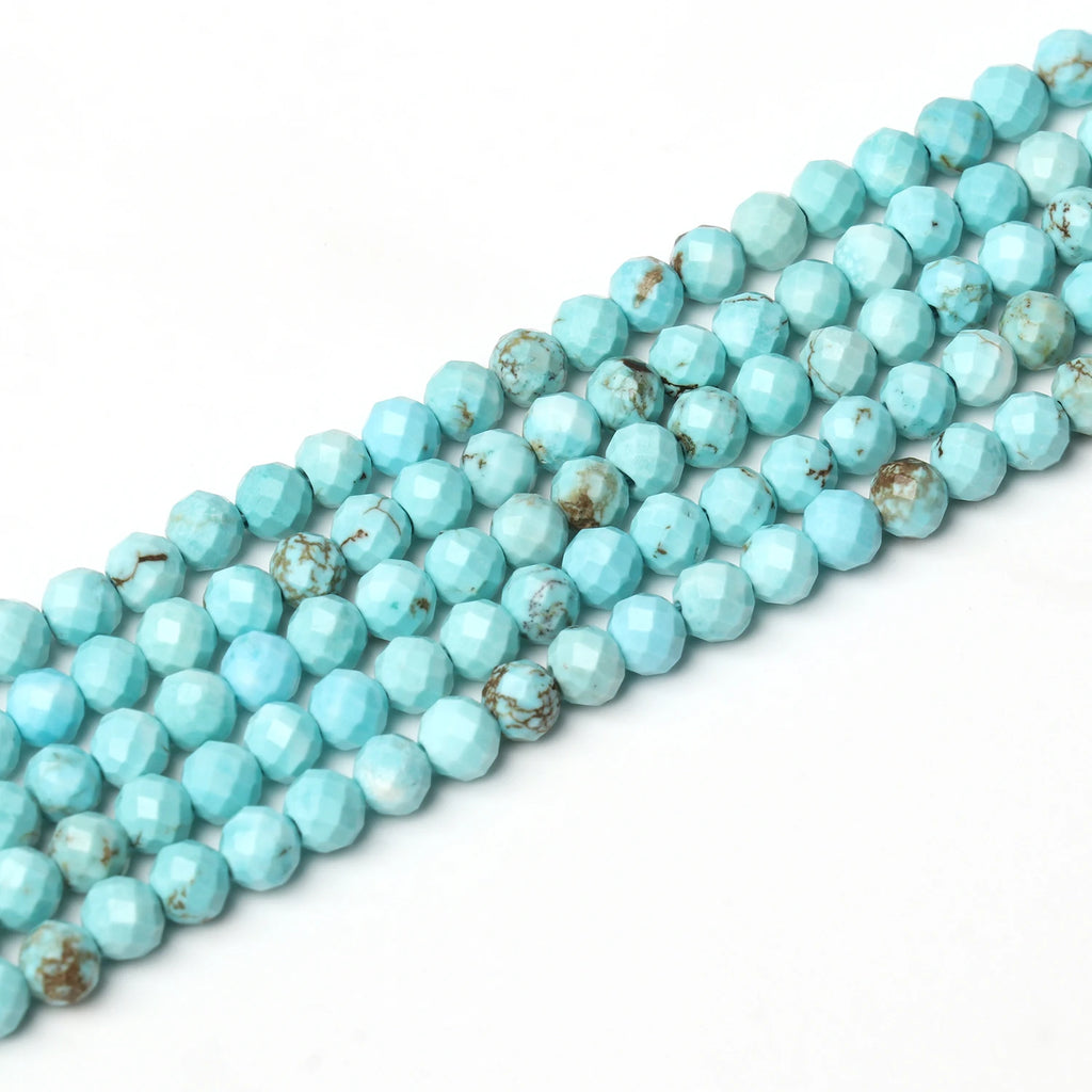 2/3/4mm Faceted Turquoise Natural Stone Beads Blue Tiny Loose Beads for Waist Jewelry Making DIY Bracelets Accessories 15''