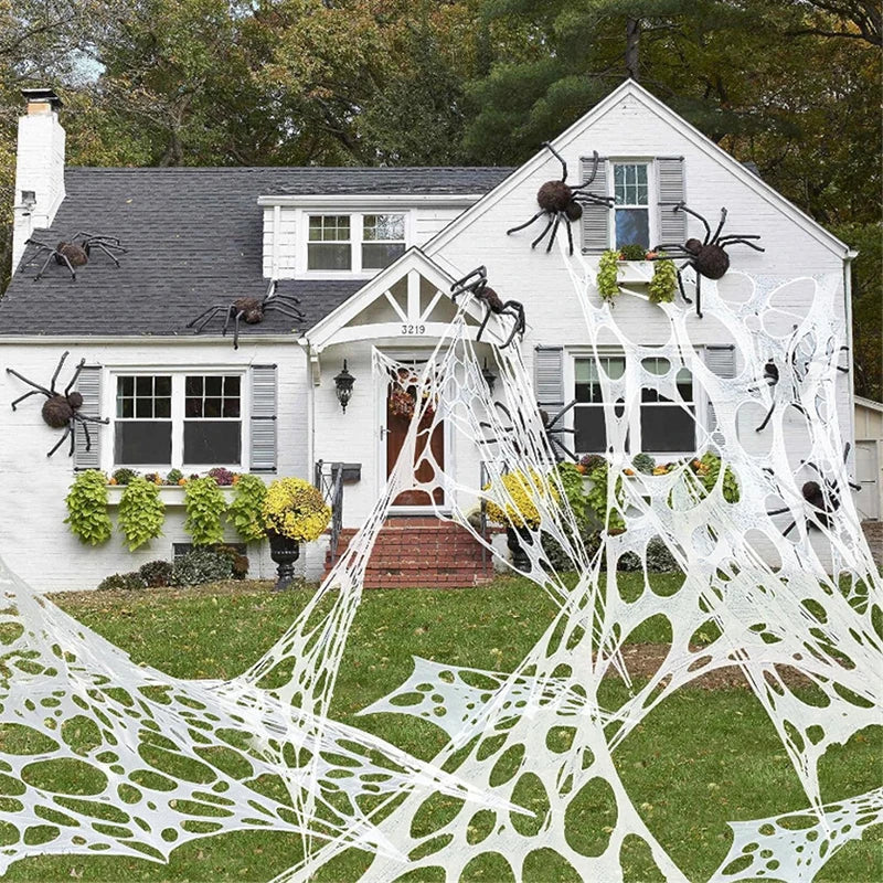 2/4Meters Outdoor Giant Stretchy Netting Spider Webbing Ripped Cobweb Haunted House Prop Halloween Decor Spooky Party Supplies