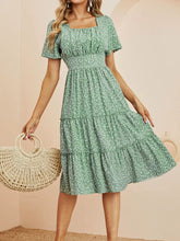 Load image into Gallery viewer, Fashion Square Collar Bubble Sleeve Floral Dress Women Medium Long Spring Summer Dress