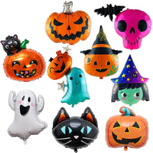 Load image into Gallery viewer, 1PC Happy Halloween Aluminum Film Balloon Bat Skull Head Pumpkin Shaped Inflatable Toys Balloons Home Party Decoration Props