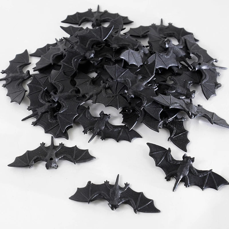 Halloween Decoration Black Fake Bat Scary Simulation Plastic Spider Insect For Halloween Party Spider Web Decor Props Trick Toys