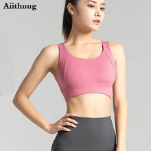 Load image into Gallery viewer, Aiithuug Sports Bra for Women Criss-Cross Back Padded Sports Bras Bounce Control Support Yoga Bra with Removable Cups Gym Bra