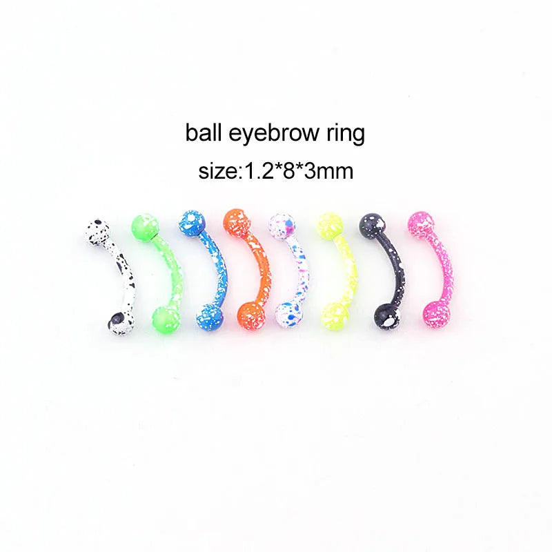 2/5/10Pcs Mix Eyebrow Piercing Set Curved Barbell Earring Rook Piercing Bulk Tongue Piercing Snake Bite Eyebrow Jewelry Pack