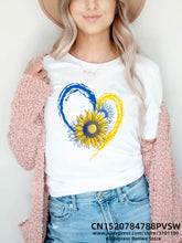 Load image into Gallery viewer, Heartbeat Blue Yellow Women Print T-shirt Girl Y2K Short Sleeve Tee Tops Lady 90S Sweetshirts Female Harajuku Clothing