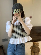 Load image into Gallery viewer, Sweet Spliced Ruffles Striped Puff Sleeve Fake Two Piece Blouse Women&#39;s Clothing 2023 Summer New Casual Pullovers Plaid Shirt