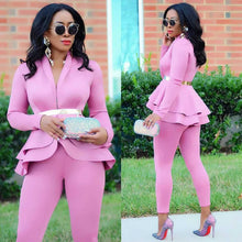 Load image into Gallery viewer, Women Fashion Women&#39;s Set Tracksuit Full Sleeve Ruffles Blazers Pants Suit Two Piece Set Office Lady Business Wear Uniform