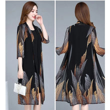 Load image into Gallery viewer, Women Chiffon Dress Set  Summer 2 Piece Set Fashion Sunscreen Cardigan Jacket Mother Elegant Lace Dress Suit Noble Femme 4XL