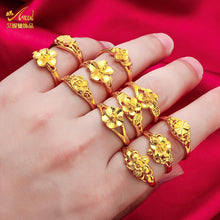 Load image into Gallery viewer, ANIID Ethiopia Dubai Flower Gold Color Arab Rings Resizable For Women Wedding Jewelry African Party Gift Nigerian Jewellery