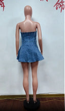 Load image into Gallery viewer, Lovely Lady Denim Club Dress Sexy Women Strapless Elegant Blue Jeans Skater Party Dress