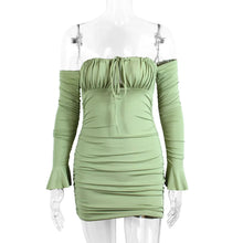 Load image into Gallery viewer, Fairyshely Sexy Ruffle Short Club Dress Ladies 2024 Autumn Green Bodycon Dresses For Women Party Tight Mini Dress Clubwear