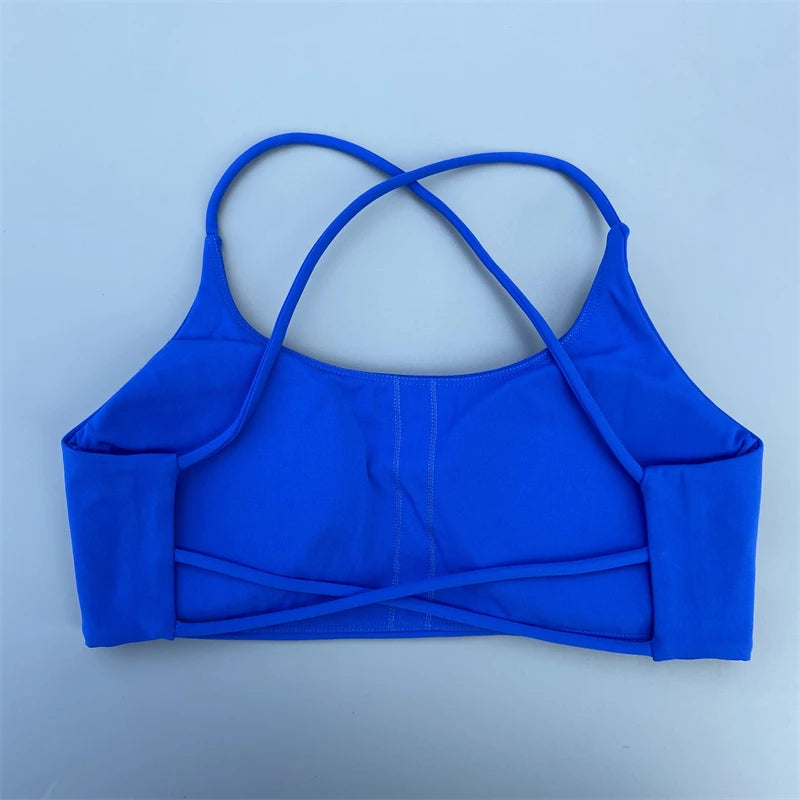 Women Sports Bra Sexy Cross Straps Back Fitness Bralette High Impact Gym Yoga Workout Crop Top Vest Push Up Running Underwear